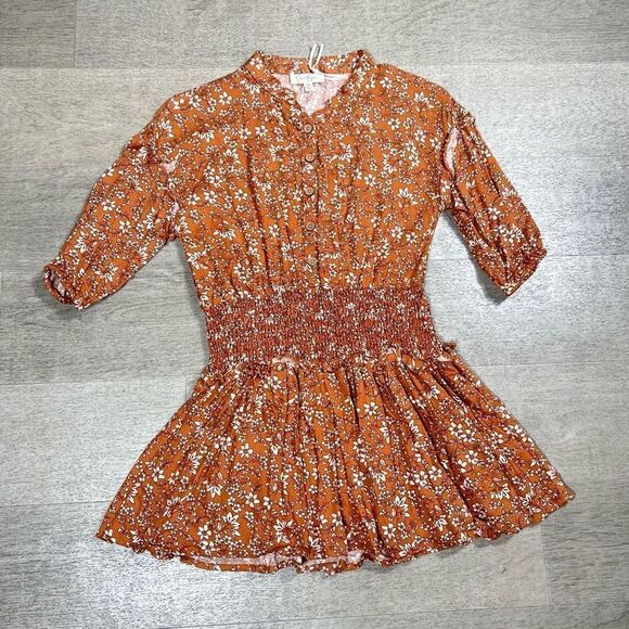 Jessica Simpson Floral Button Down Smock Waist Tunic Skirt Top, Girls L (10) - Picture 10 of 11